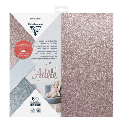 CLAIREFONTAINE Adhesive Glitter Paper 250g 30.5x30.5cm 6s