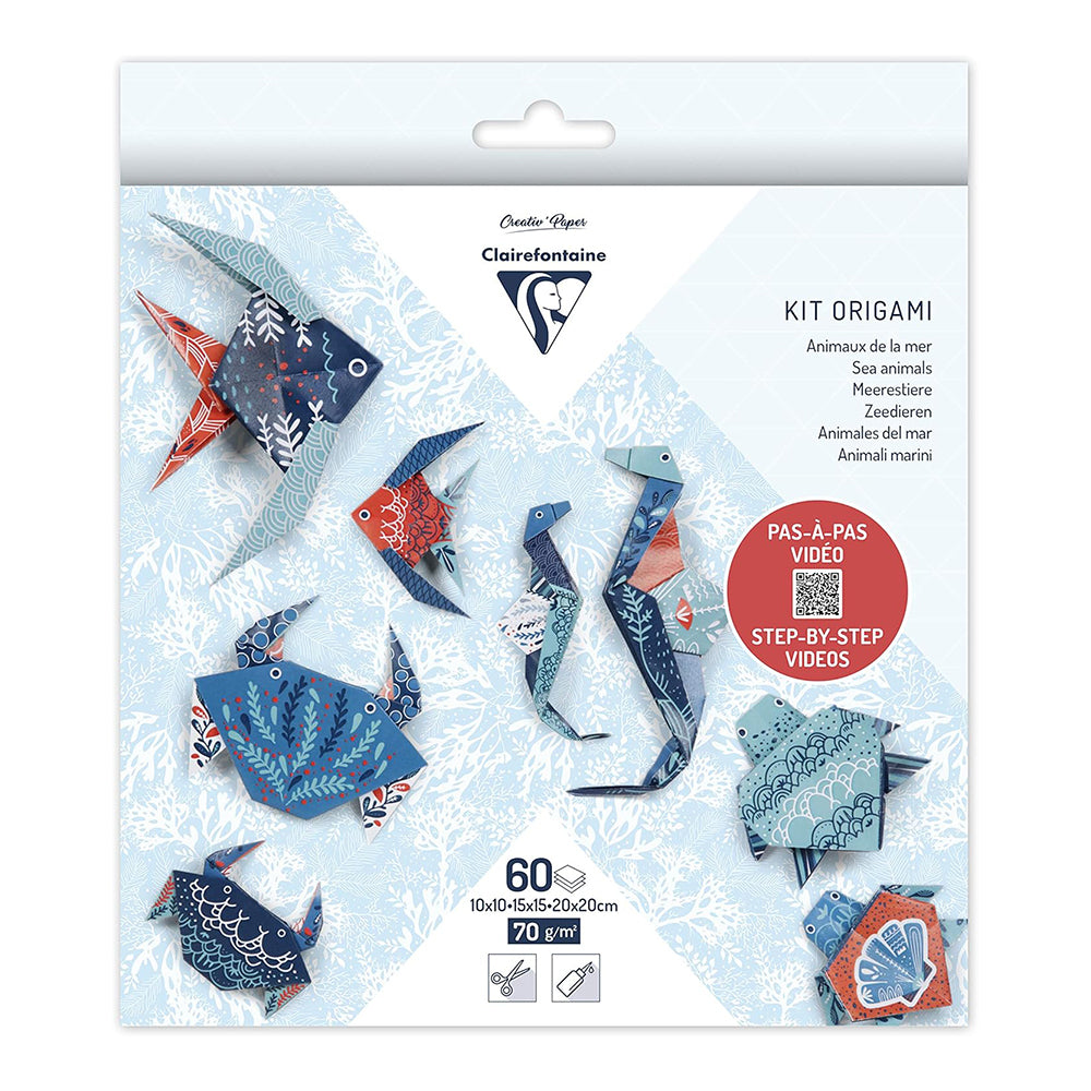 CLAIREFONTAINE Origami Kit 10cm/15cm/20cm 70g 60s Marine Wildlife