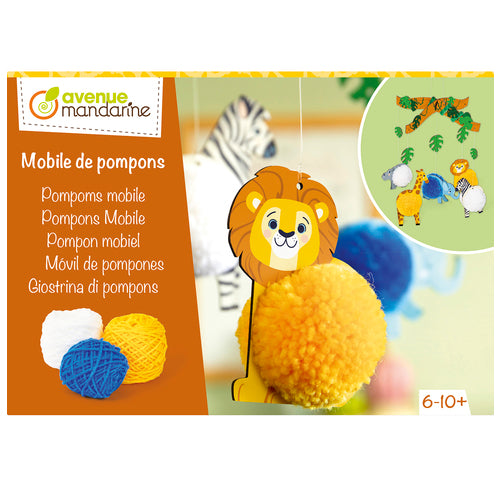 AVENUE MANDARINE Creative Box Pompoms Mobile Animals of the Savannah