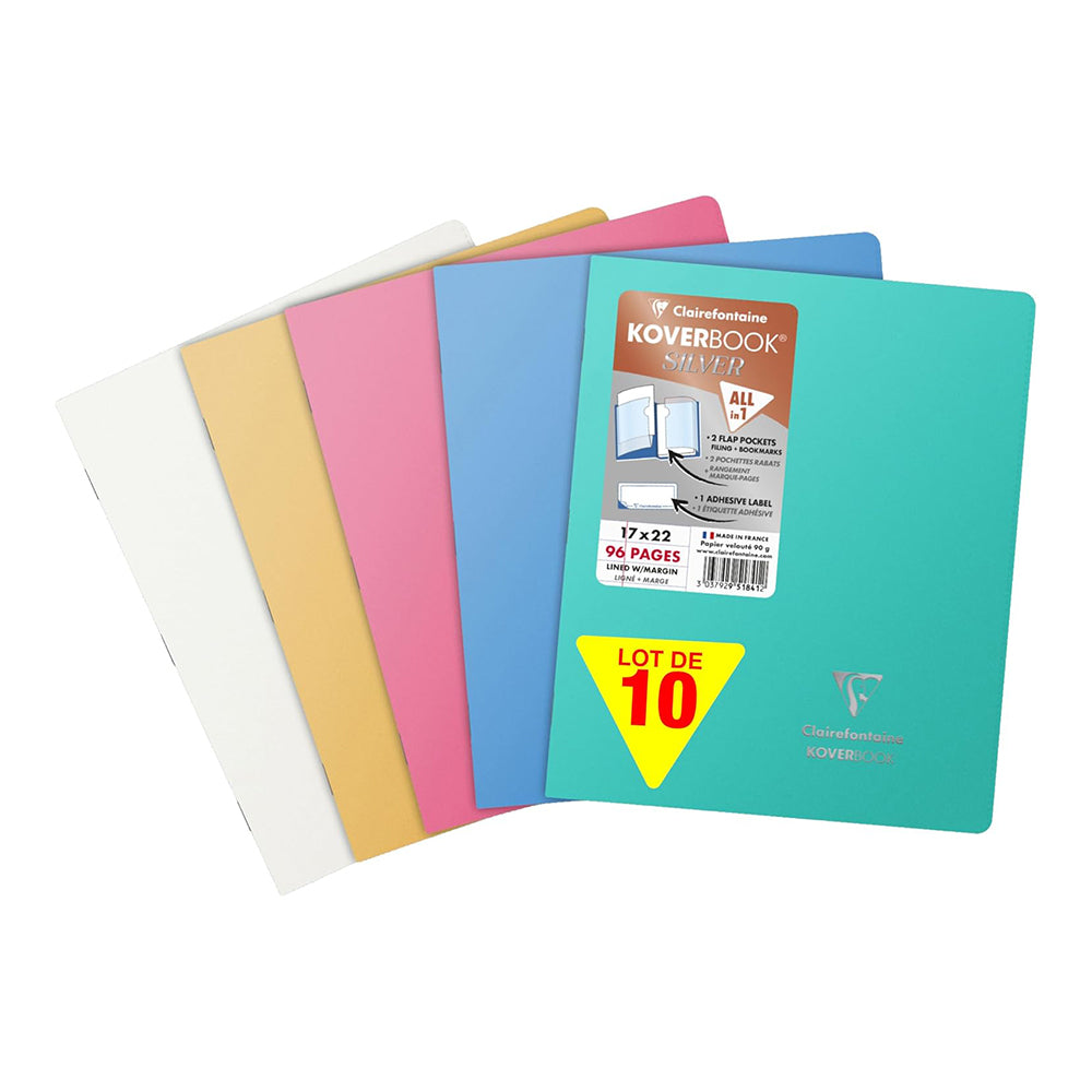 CLAIREFONTAINE Koverbook Silver Stapled Notebook 17x22cm 48s Lined+Margin Assorted