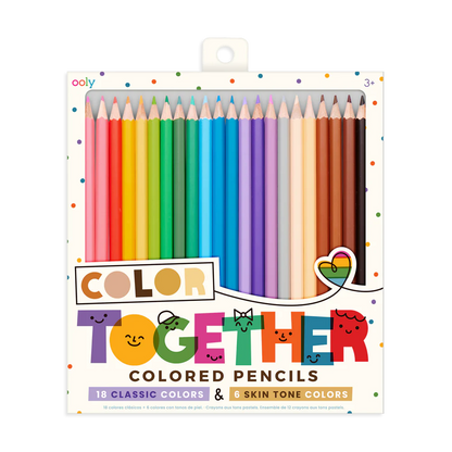 OOLY Color Together Colored Pencils Set of 24 (18 Classic & 6 Skin Tone Colors)