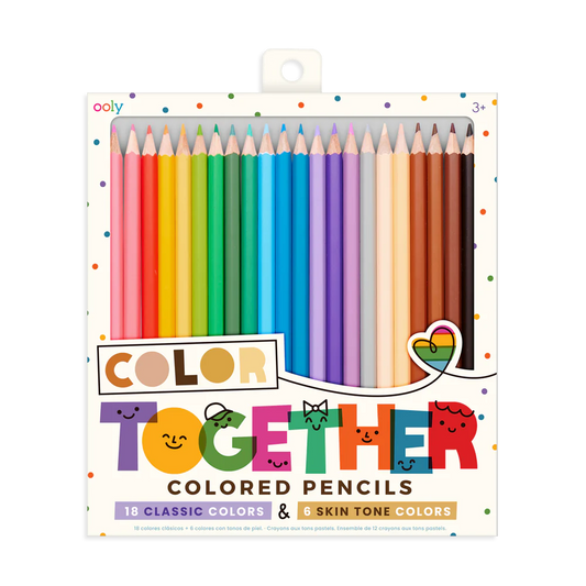 OOLY Color Together Colored Pencils Set of 24 (18 Classic & 6 Skin Tone Colors)