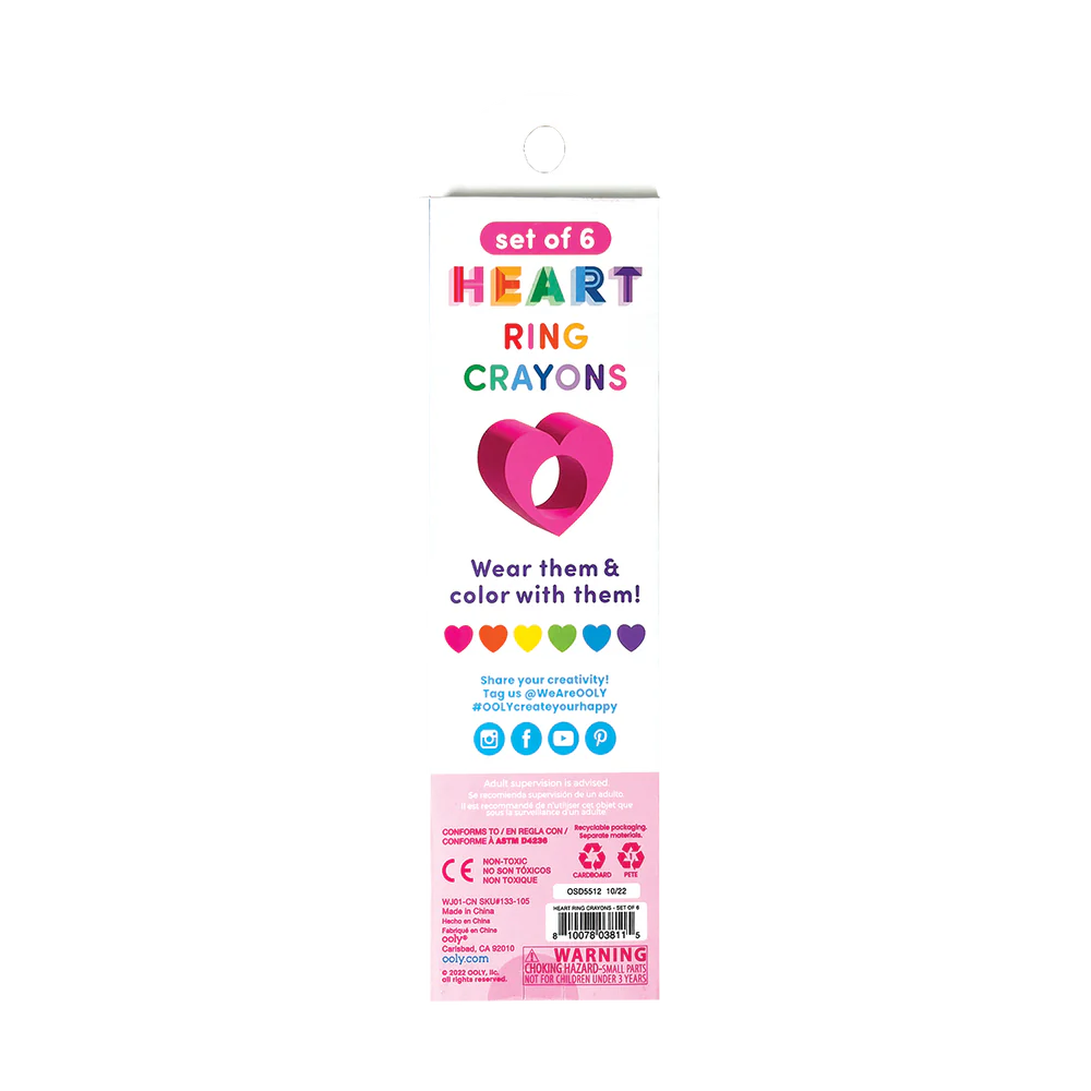 OOLY Heart Ring Crayons Set of 6