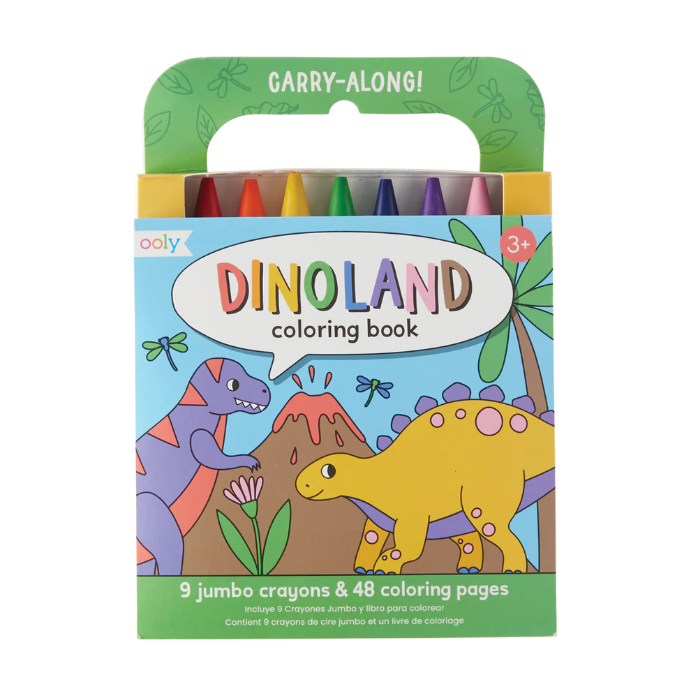 OOLY Carry Along Crayon & Coloring Book Kit-Dinoland Set of 9