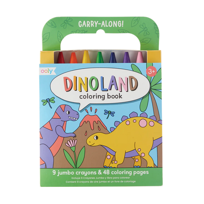 OOLY Carry Along Crayon & Coloring Book Kit-Dinoland Set of 9