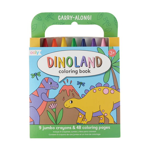 OOLY Carry Along Crayon & Coloring Book Kit-Dinoland Set of 9