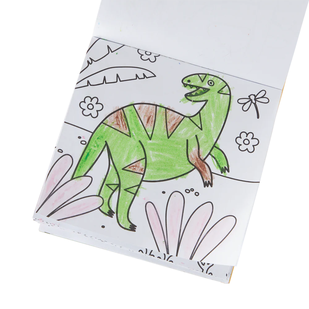 OOLY Carry Along Crayon & Coloring Book Kit-Dinoland Set of 9