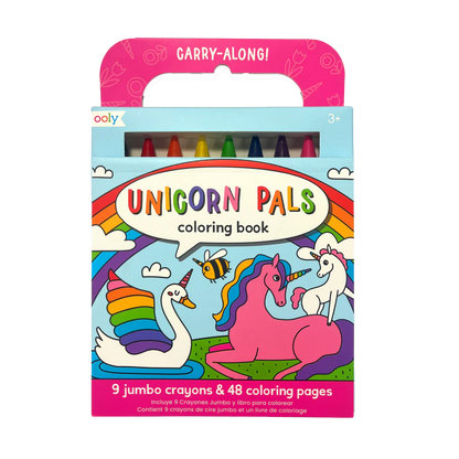 OOLY Carry Along Crayons & Coloring Book Kit-Unicorn Pals Set of 9