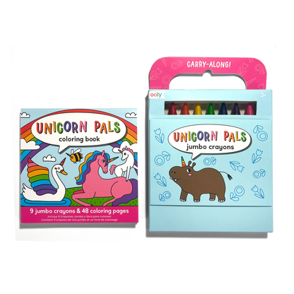 OOLY Carry Along Crayons & Coloring Book Kit-Unicorn Pals Set of 9