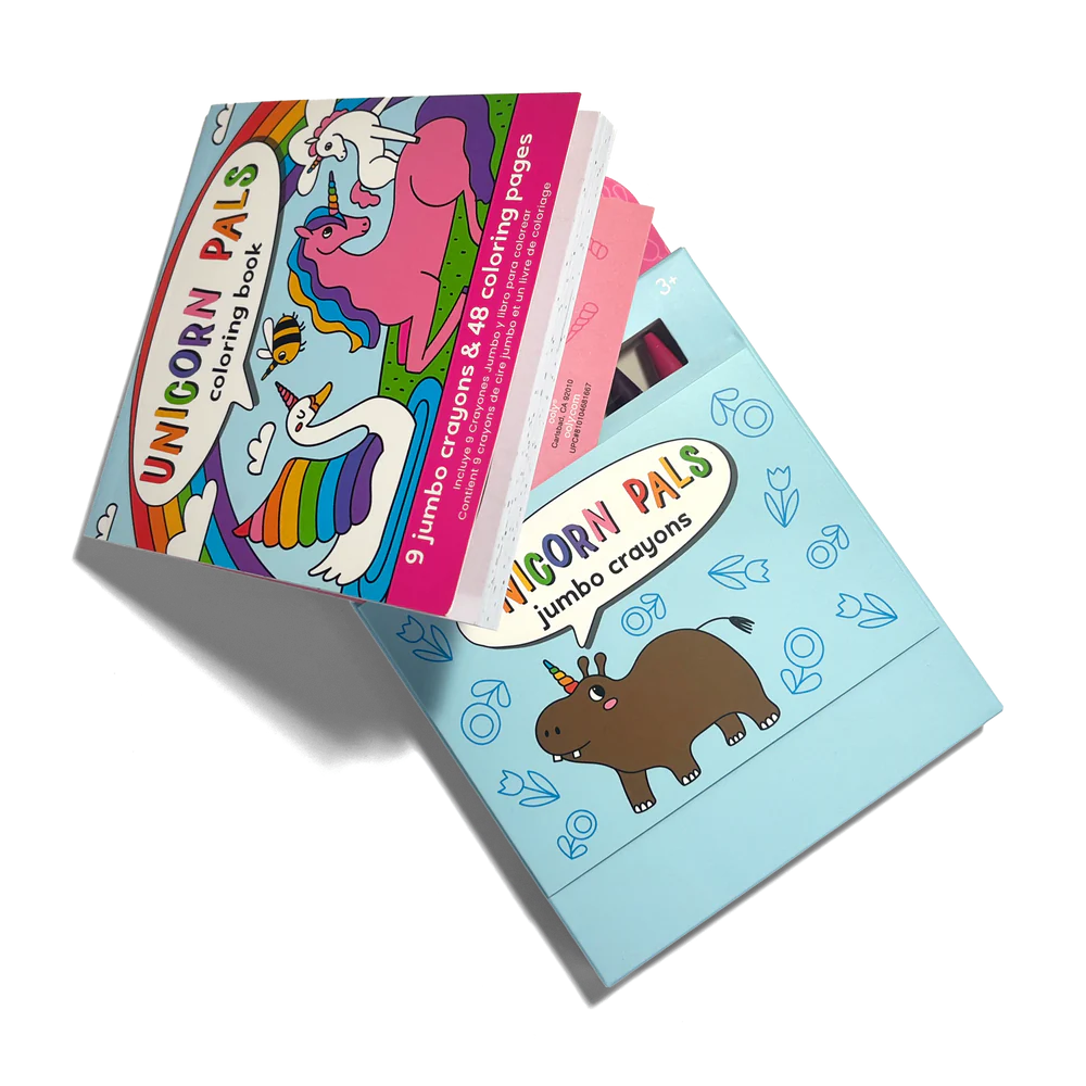 OOLY Carry Along Crayons & Coloring Book Kit-Unicorn Pals Set of 9