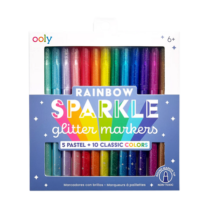 OOLY Rainbow Sparkle Glitter Markers Set of 15