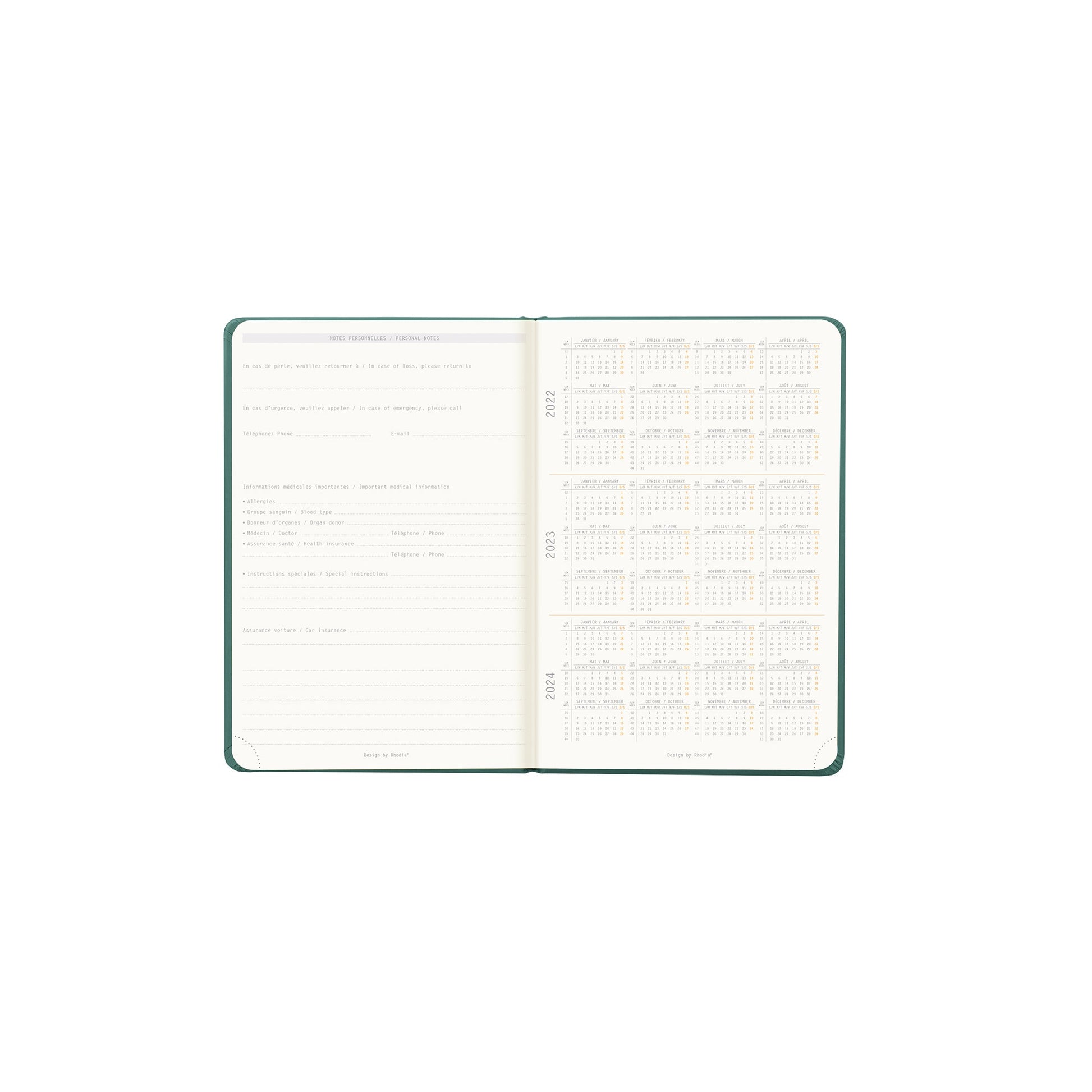 RHODIA 2025 Webplanner A6 Weekly Vertical Aqua