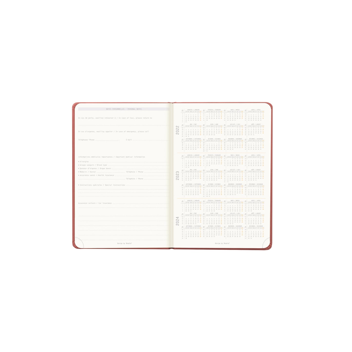 RHODIA 2025 Webplanner A6 Weekly Vertical Nacarat