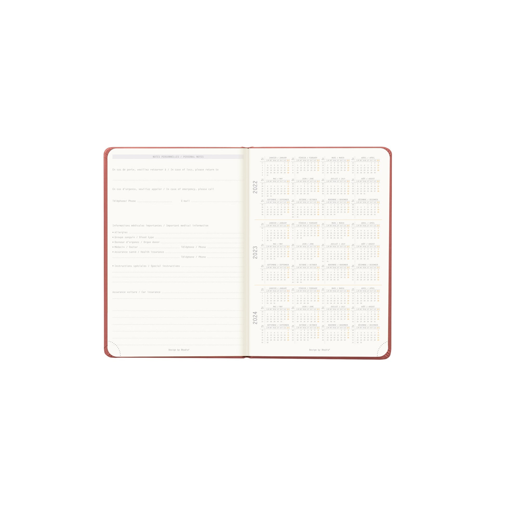 RHODIA 2025 Webplanner A6 Weekly Vertical Nacarat