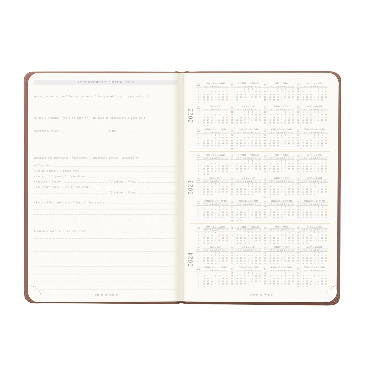 RHODIA 2025 Webplanner A5 Weekly Horizontal Rosewood