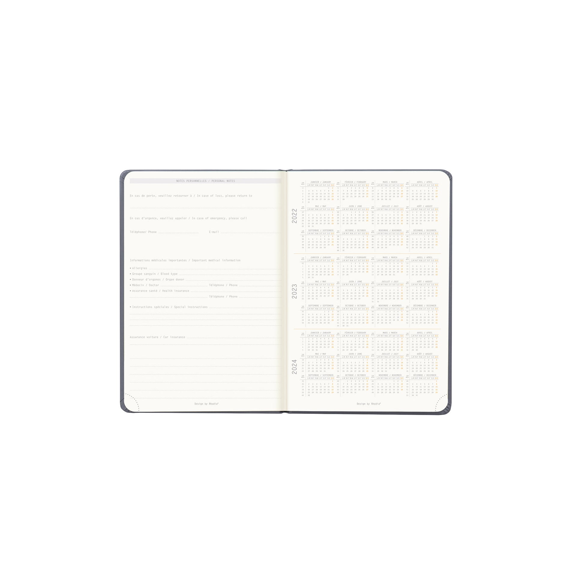 RHODIA 2025 Webplanner A6 Weekly Horizontal Black