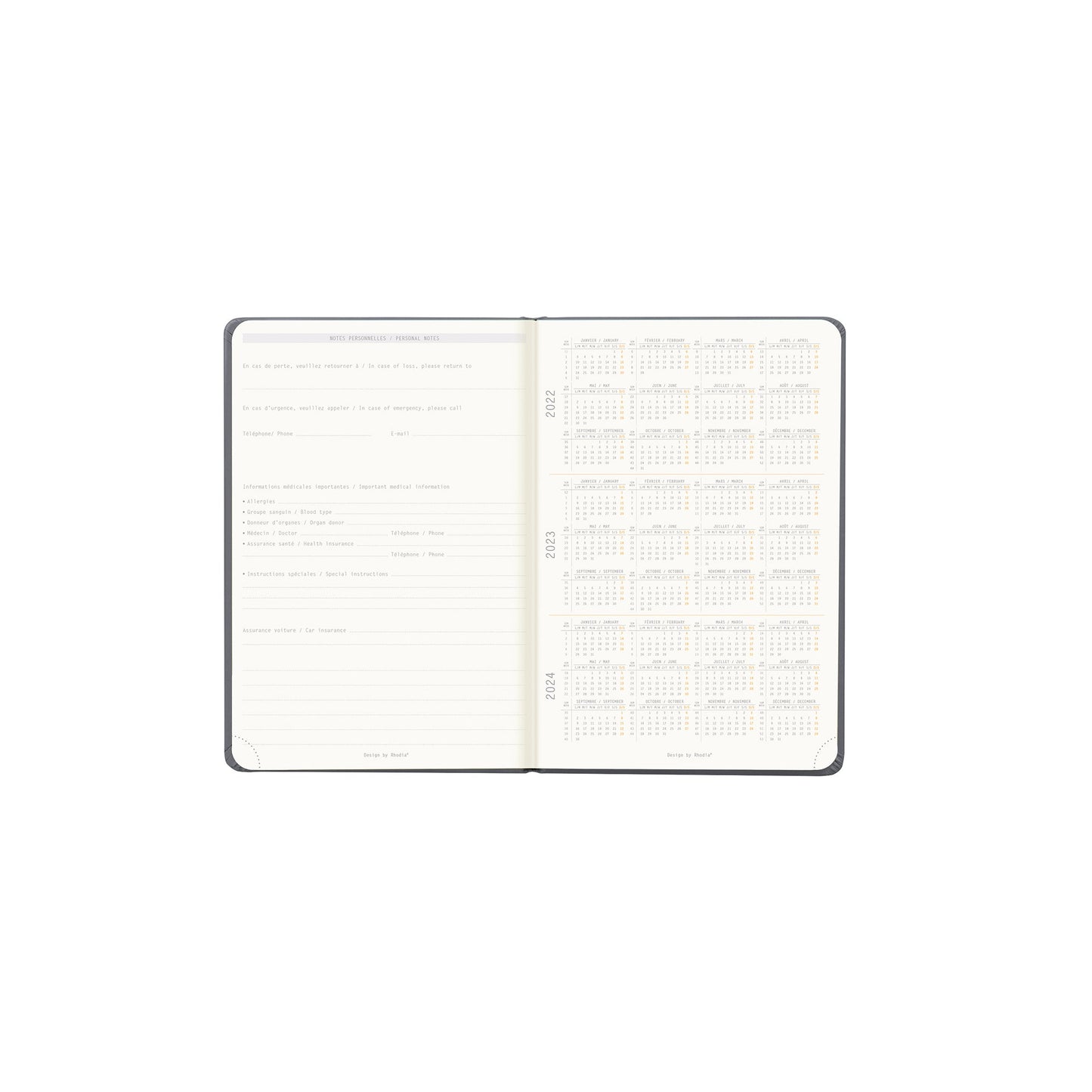 RHODIA 2025 Webplanner A6 Weekly Vertical Titanium