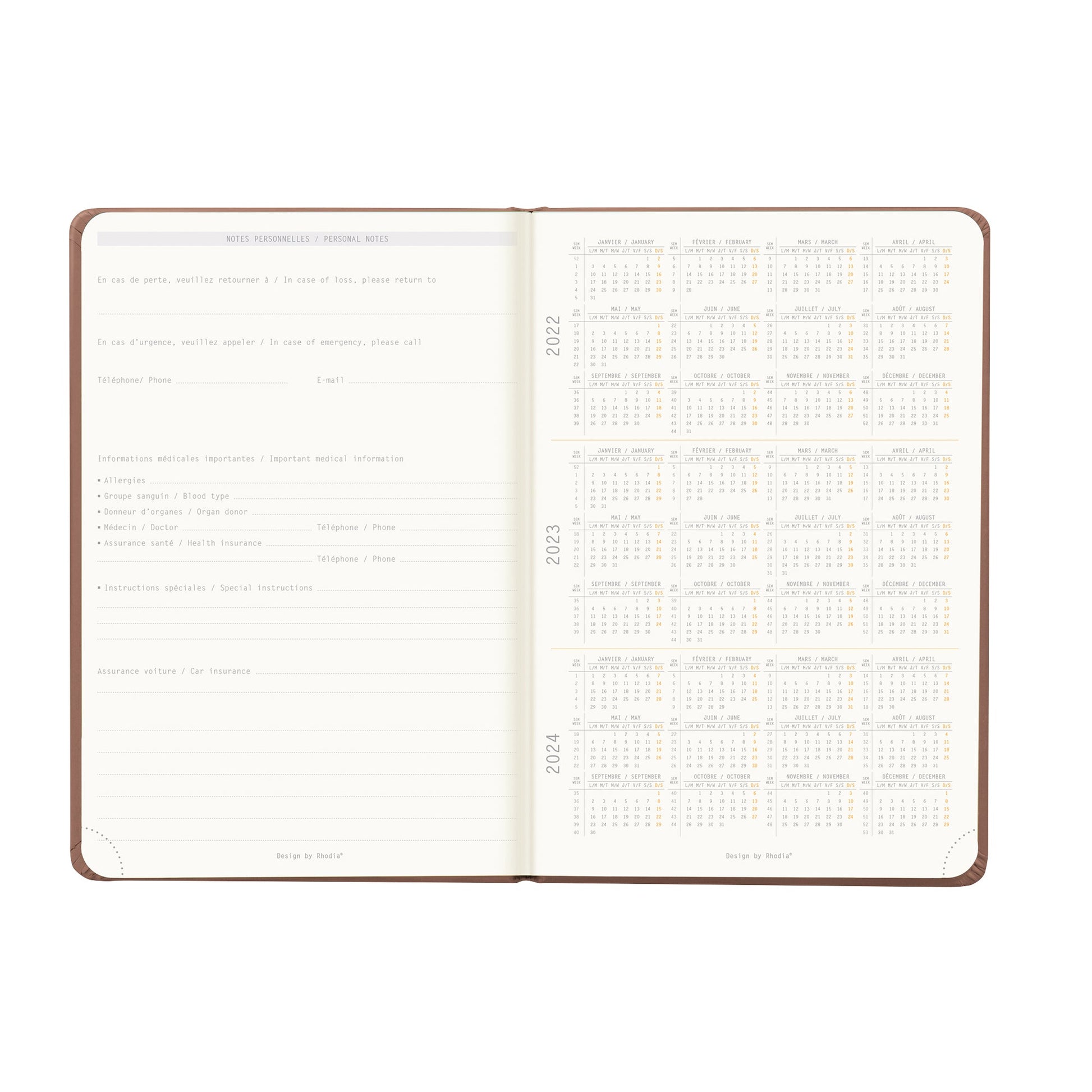 RHODIA 2025 Webplanner A5 Weekly Vertical Rosewood