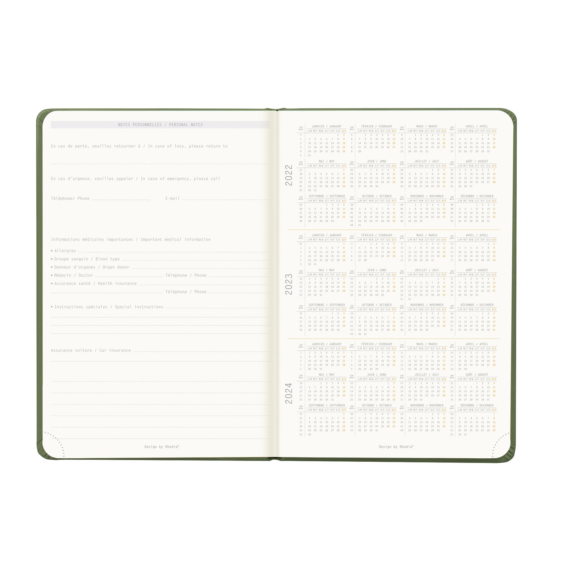 RHODIA 2025 Webplanner A5 Weekly Vertical Sage