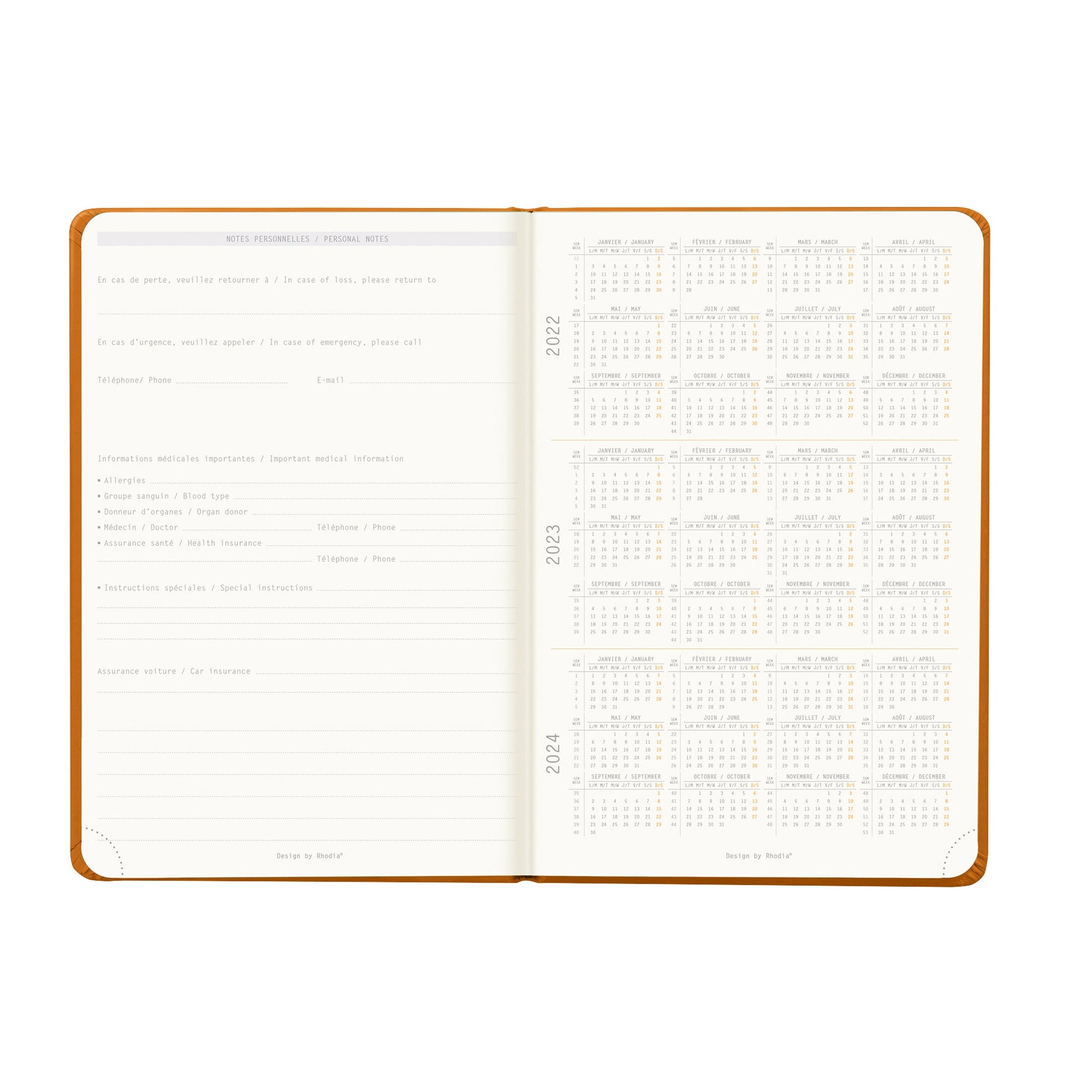 RHODIA 2025 Webplanner A5 Weekly Vertical Orange