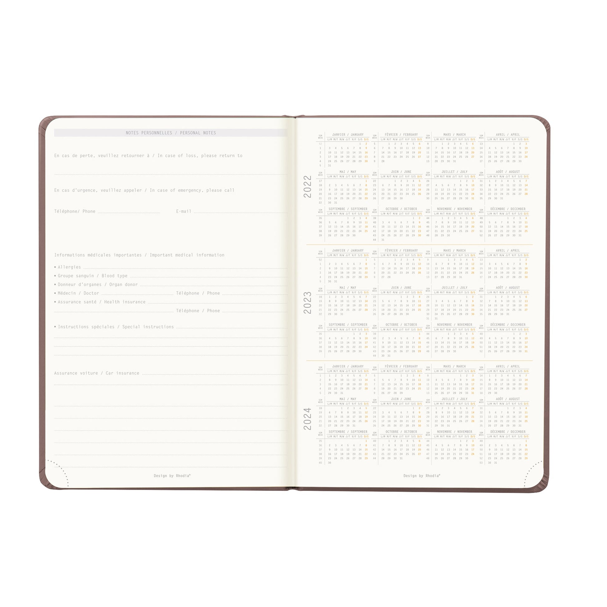 RHODIA 2025 Webplanner A5 Weekly Horizontal Chocolate