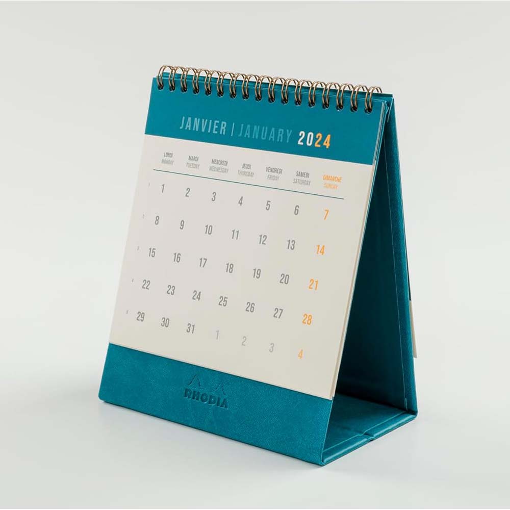 RHODIArama 2024 Standing Flip Desk Calendar Peacock