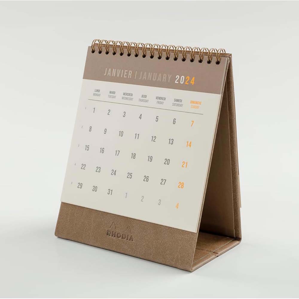 RHODIArama 2024 Standing Flip Desk Calendar Taupe