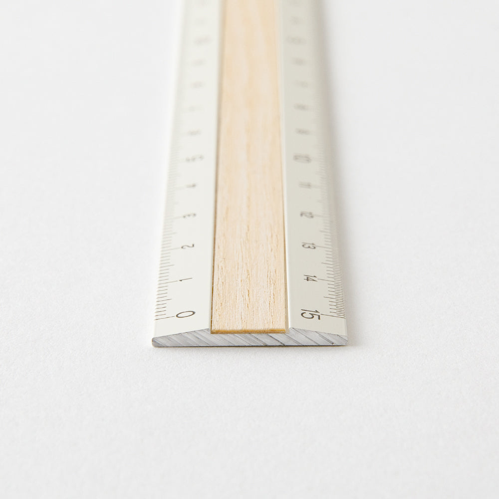 MIDORI Aluminum & Wood Ruler 15cm Ivory