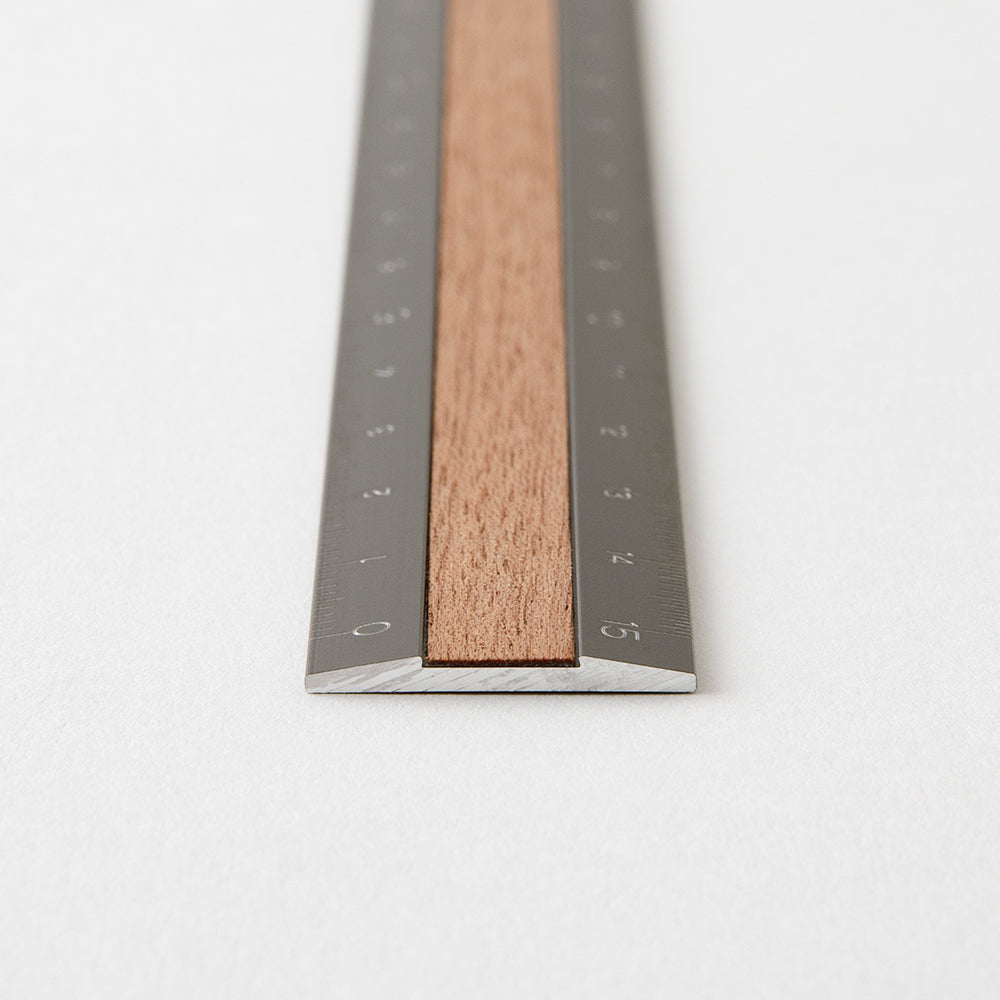 MIDORI Aluminum & Wood Ruler 15cm Gray