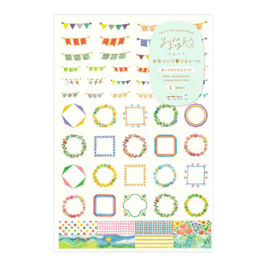 MIDORI Yuru Log Sticker 1-Sheet Decoration