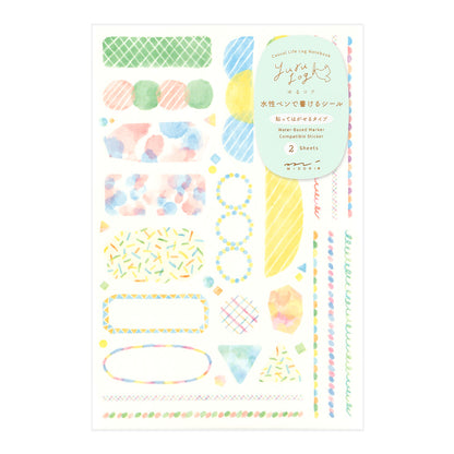 MIDORI Yuru Log Sticker 2-Sheets Watercolor