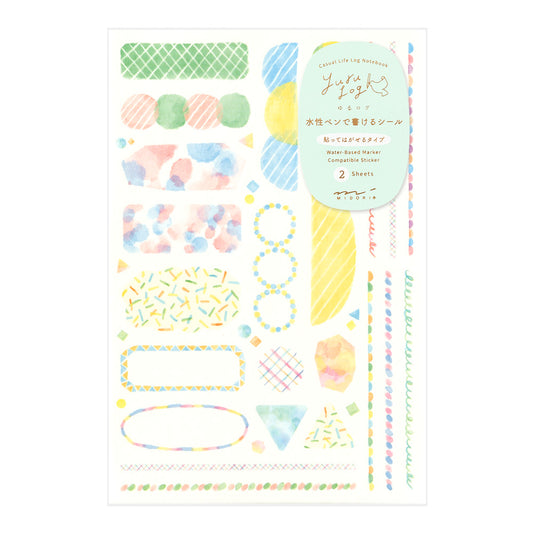 MIDORI Yuru Log Sticker 2-Sheets Watercolor