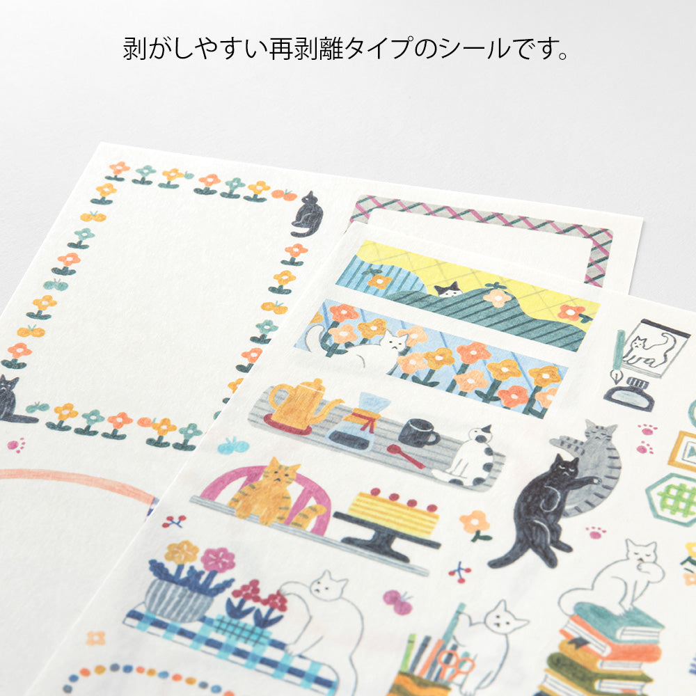 MIDORI Yuru Log Sticker 2-Sheets Cat