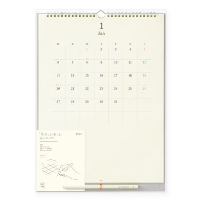 MIDORI MD 2025 Calendar Wall-Hanging with Pencil