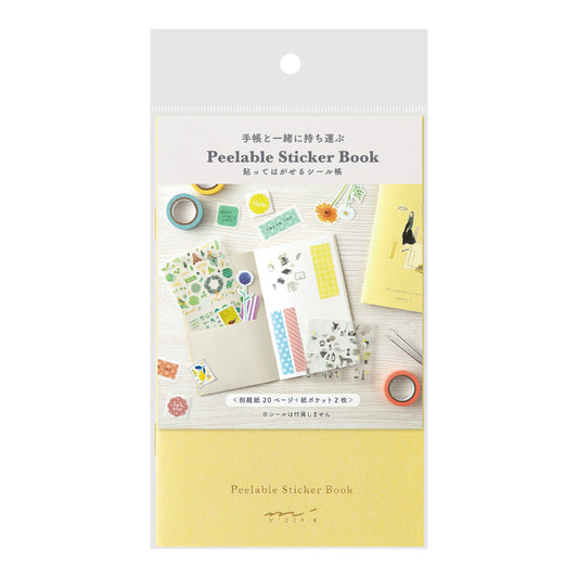 MIDORI Sticker Book with Pocket Yellow