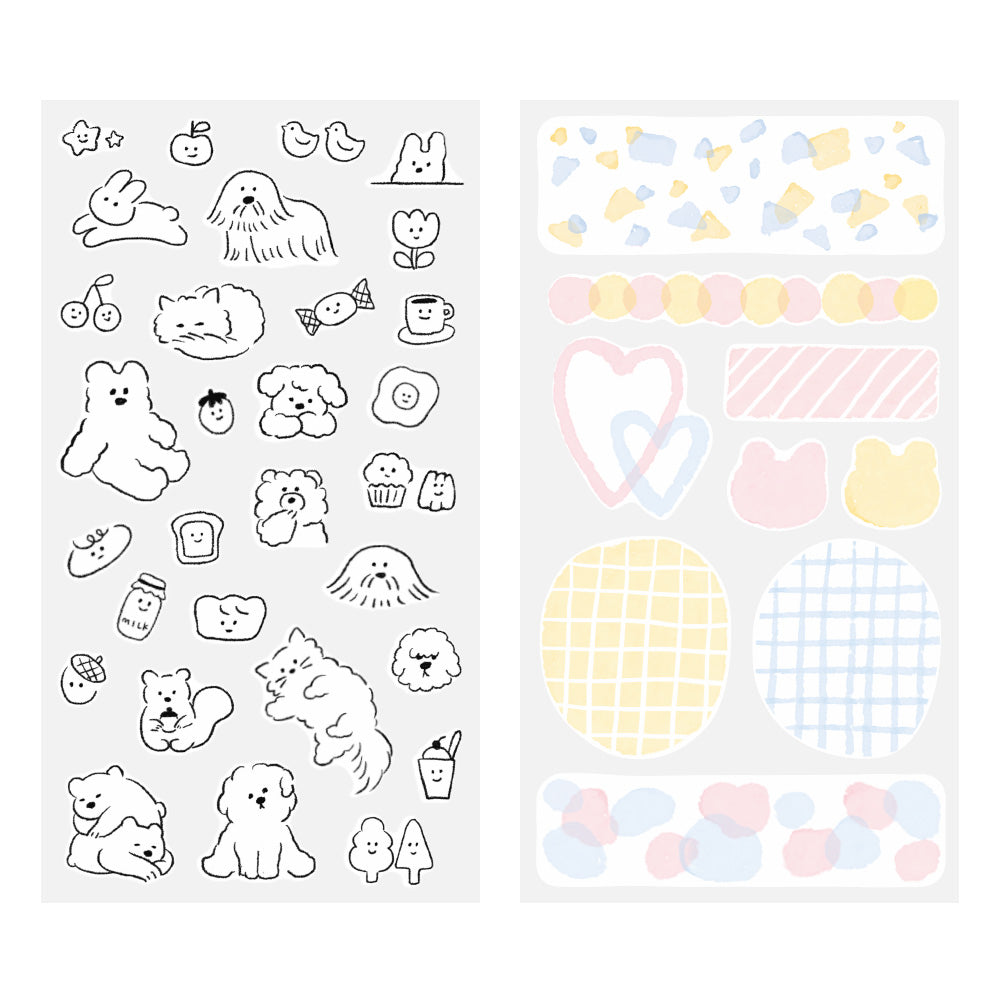 MIDORI Sticker 2644 Two Sheets Cute Motif