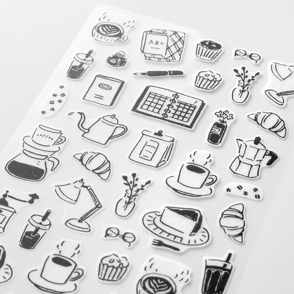 MIDORI Sticker 2641 Two Sheets Monotone Cafe