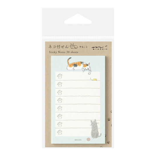 MIDORI Sticky Notes To Do Cat Green