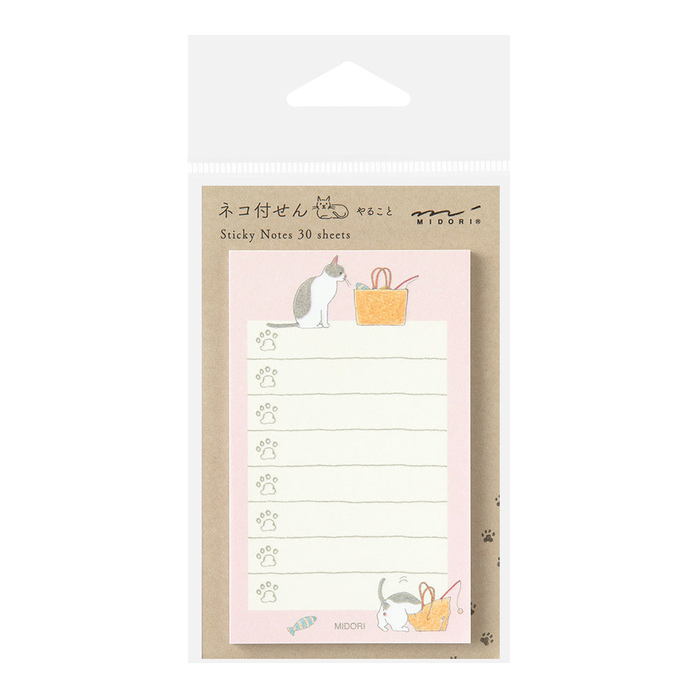 MIDORI Sticky Notes To Do Cat Pink