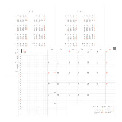 MIDORI 2025 Flat Diary A5 White