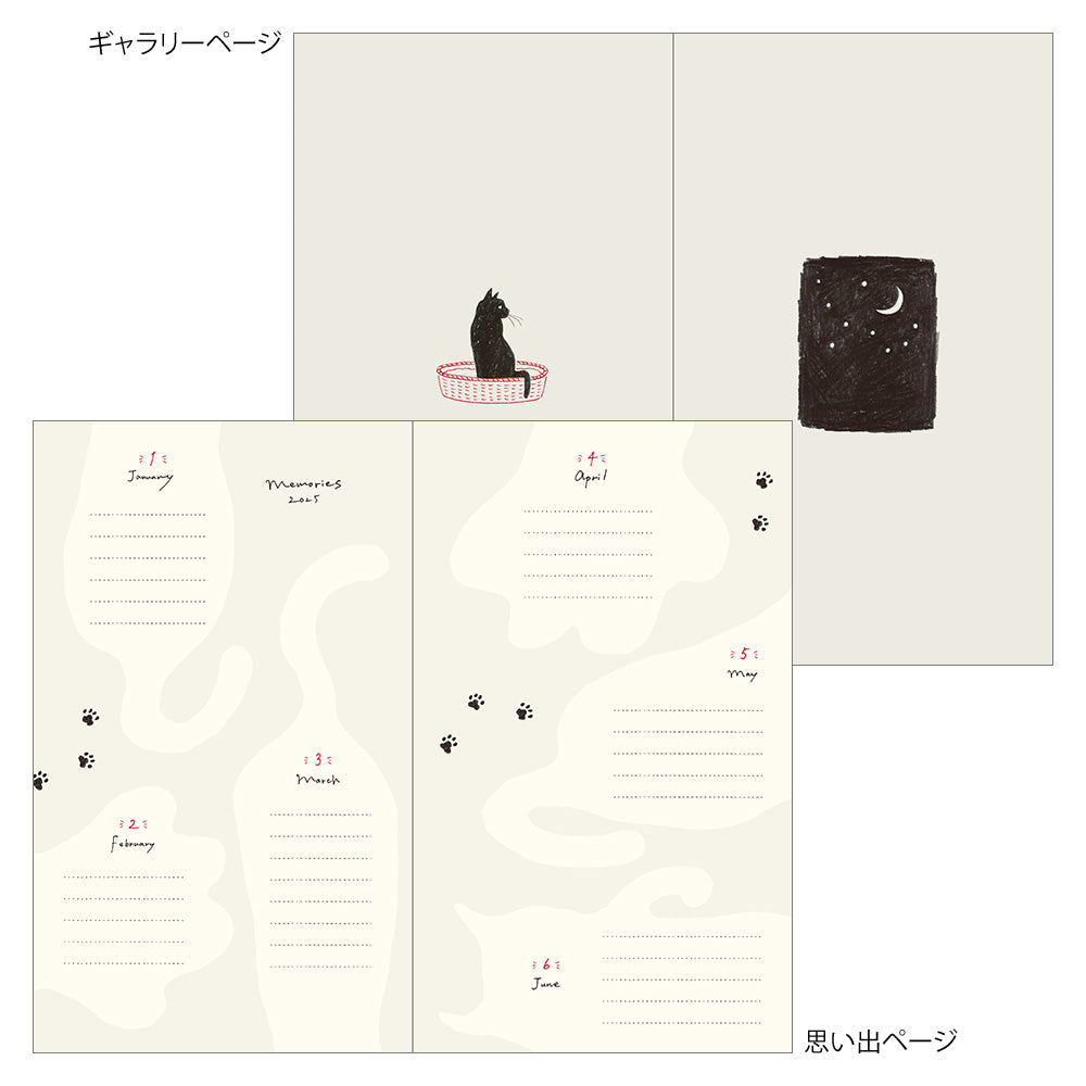 MIDORI 2025 Diary Book Type B6 Variant Cat Beige