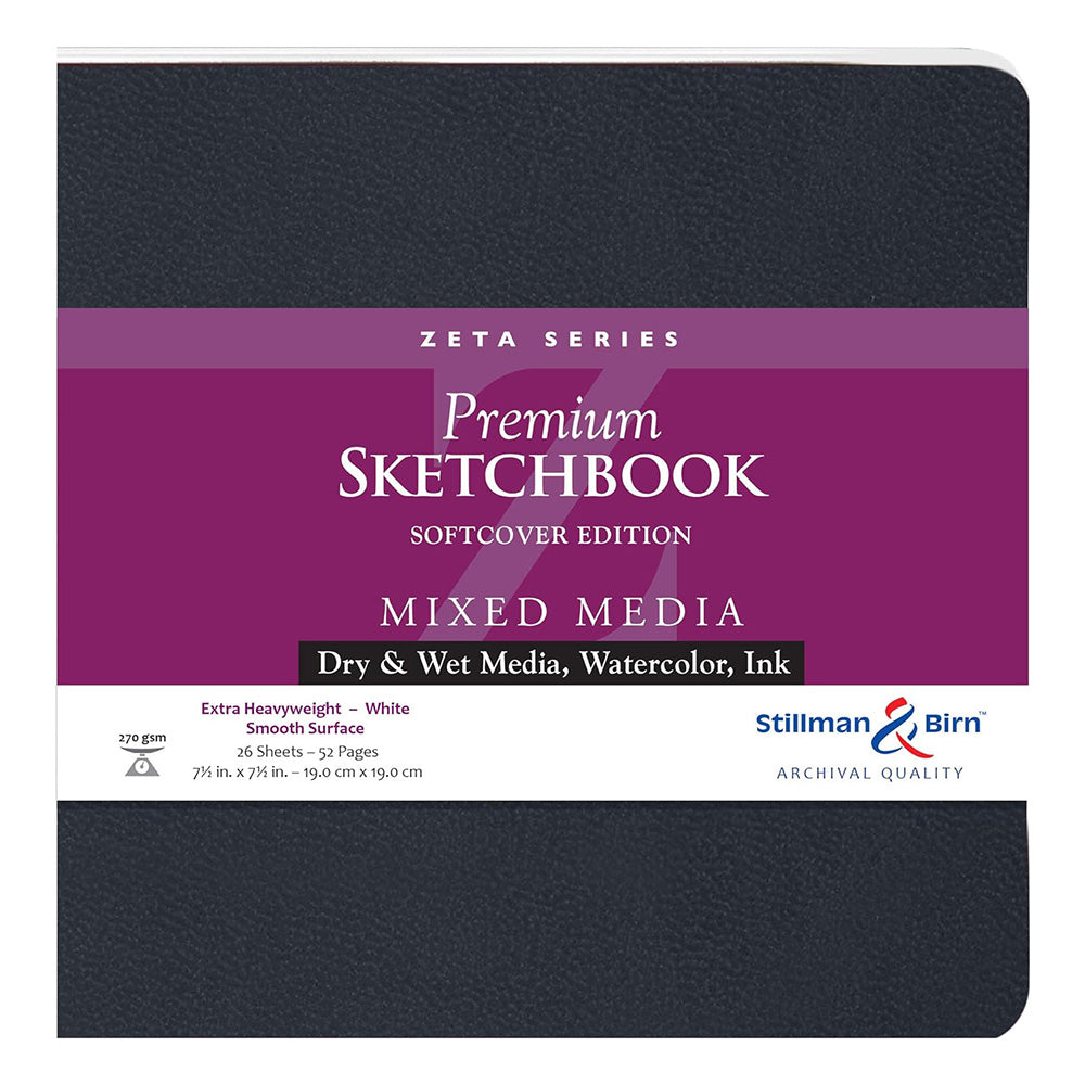 STILLMAN & BIRN Zeta Softcover Sketchbook 270g Square 7.5x7.5in 26sh White