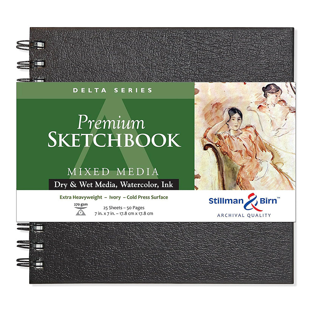 STILLMAN & BIRN Delta Wirebound Sketchbook 270g Square 7x7in 25sh Ivory