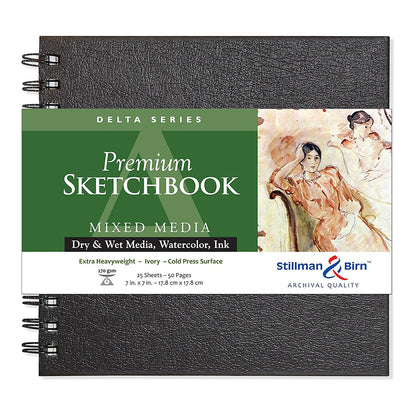 STILLMAN & BIRN Delta Wirebound Sketchbook 270g Square 7x7in 25sh Ivory