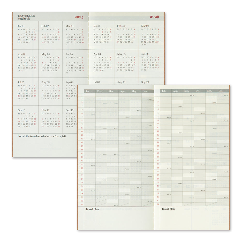 TRAVELERS Notebook 2025 Regular Monthly Refill