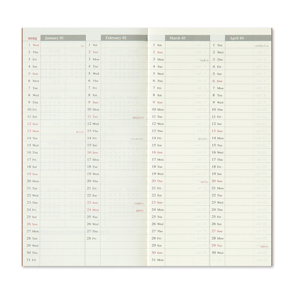 TRAVELERS Notebook 2025 Regular Weekly+Memo Refill