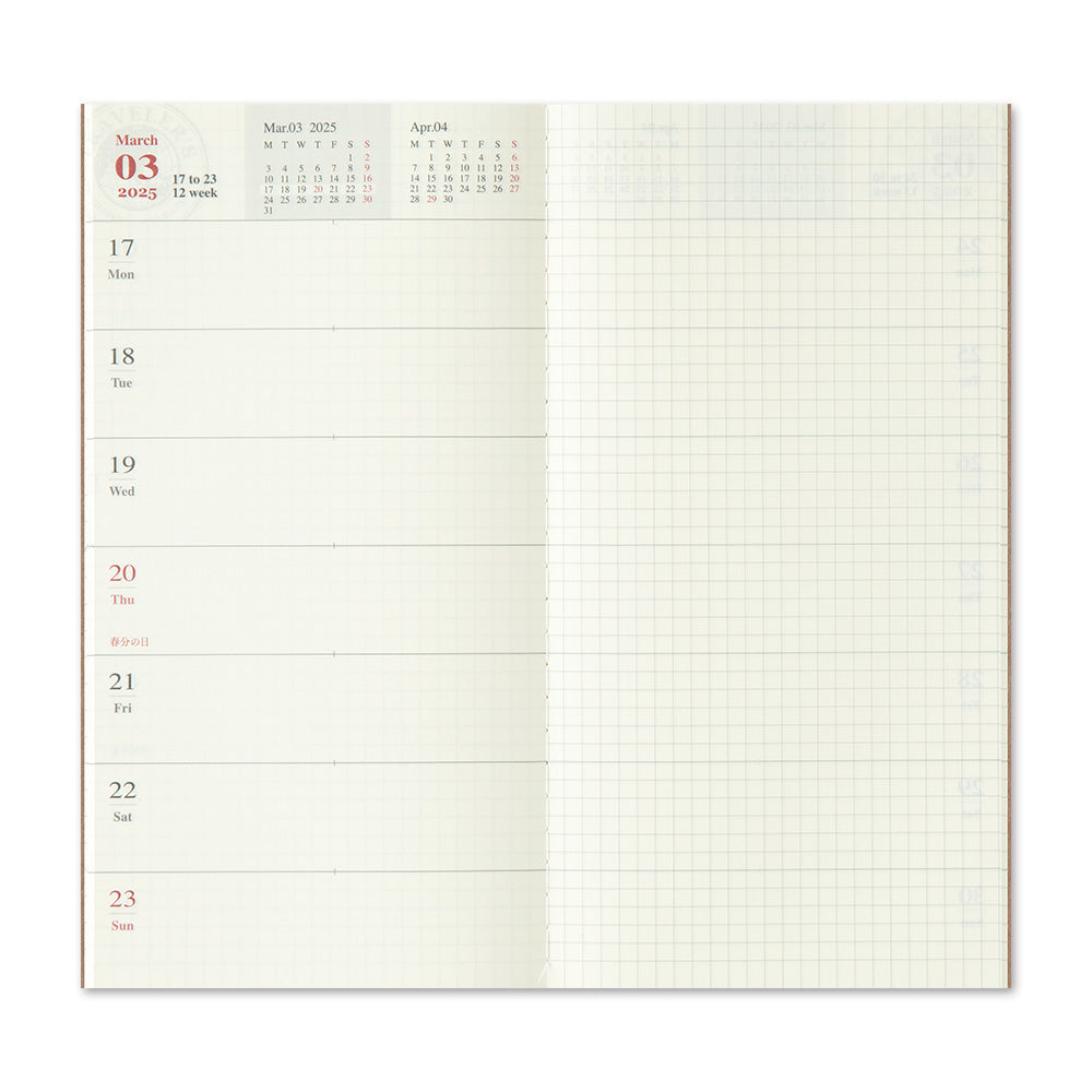 TRAVELERS Notebook 2025 Regular Weekly+Memo Refill