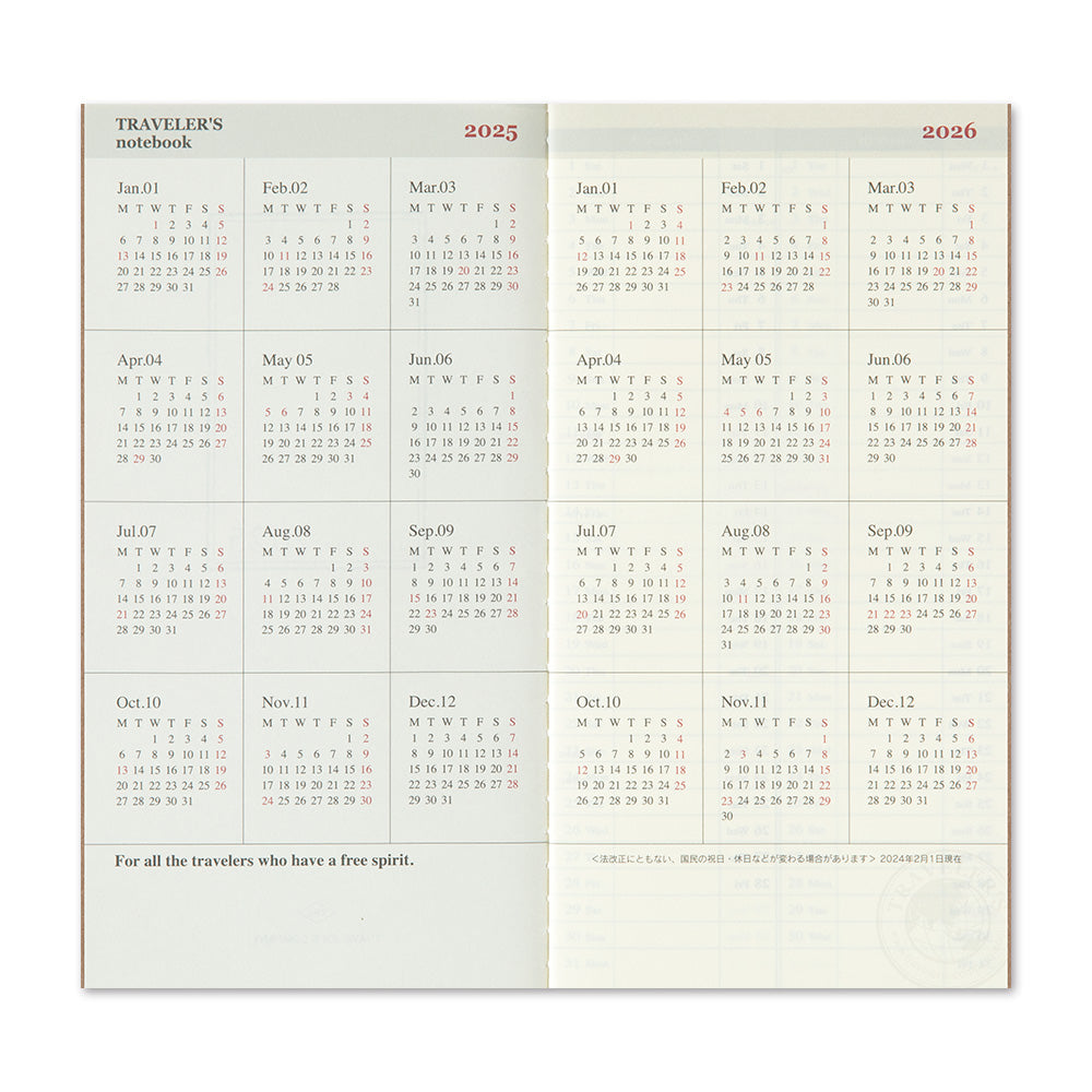 TRAVELERS Notebook 2025 Regular Weekly Vertical Refill