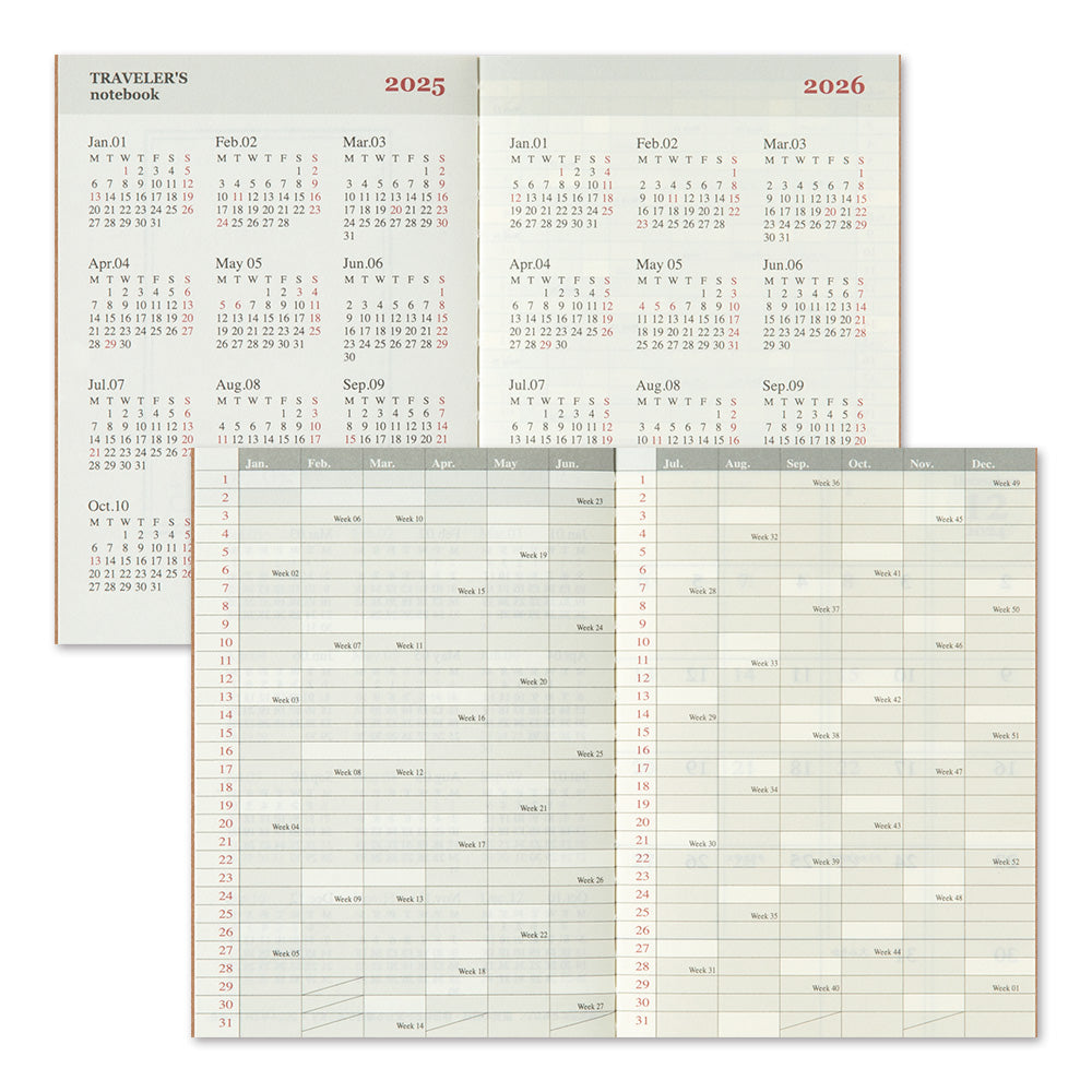 TRAVELERS Notebook 2025 Passport Monthly Refill