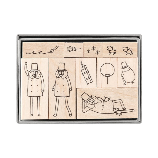 MIDORI Ojisan 30th Anniversary LE Wooden Stamp Set A